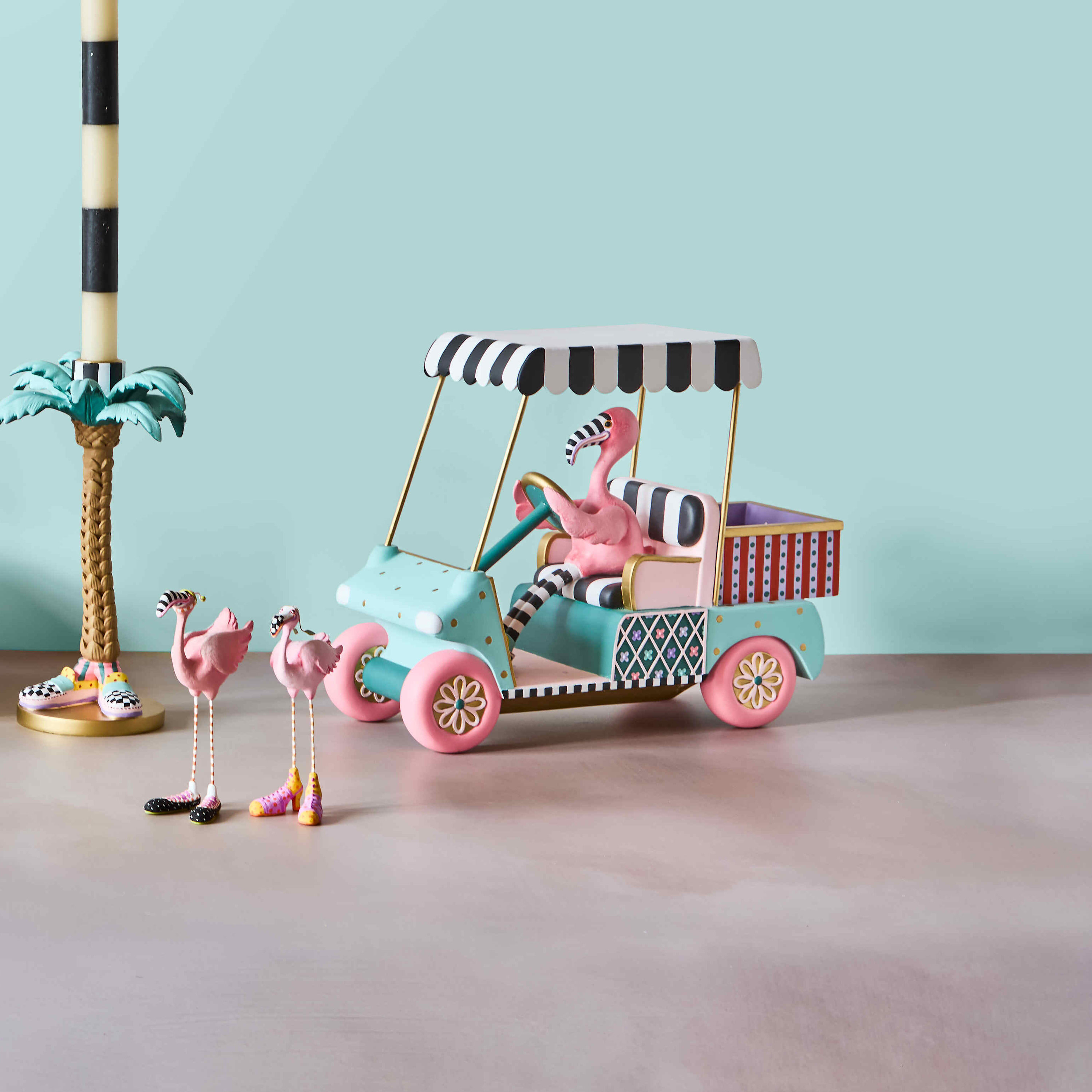 MacKenzie-Childs Patience Brewster Sheldon Flamingo Goes Golfing